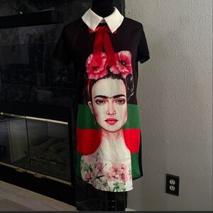 Freida Kahlo Mini Dress Black Size L